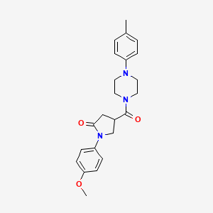 molecular formula C23H27N3O3 B2897975 1-(4-甲氧基苯基)-4-[4-(4-甲基苯基)哌嗪-1-羰基]吡咯烷-2-酮 CAS No. 1252905-48-8