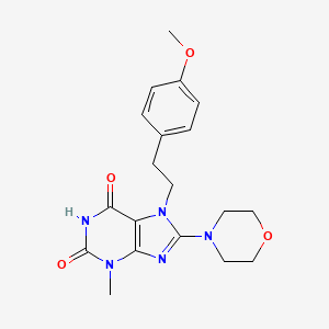 molecular formula C19H23N5O4 B2897984 7-(4-methoxyphenethyl)-3-methyl-8-morpholino-1H-purine-2,6(3H,7H)-dione CAS No. 876891-12-2