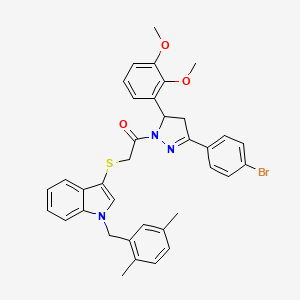 1-(3-(4-bromophenyl)-5-(2,3-dimethoxyphenyl)-4,5-dihydro-1H-pyrazol-1-yl)-2-((1-(2,5-dimethylbenzyl)-1H-indol-3-yl)thio)ethanone