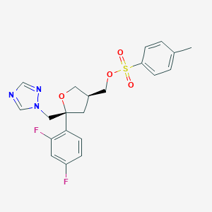 molecular formula C₂₁H₂₁F₂N₃O₄S B028980 (5R-顺式)-甲苯-4-磺酸5-(2,4-二氟苯基)-5-(1H-1,2,4-三唑-1-基)甲基四氢呋喃-3-基甲酯 CAS No. 149809-43-8