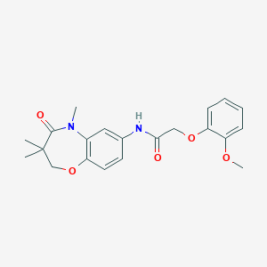 molecular formula C21H24N2O5 B2898014 2-(2-methoxyphenoxy)-N-(3,3,5-trimethyl-4-oxo-2,3,4,5-tetrahydrobenzo[b][1,4]oxazepin-7-yl)acetamide CAS No. 921836-85-3