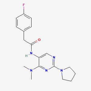 molecular formula C18H22FN5O B2898020 N-(4-(dimethylamino)-2-(pyrrolidin-1-yl)pyrimidin-5-yl)-2-(4-fluorophenyl)acetamide CAS No. 1797224-87-3