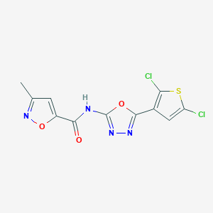 molecular formula C11H6Cl2N4O3S B2898040 N-(5-(2,5-dichlorothiophen-3-yl)-1,3,4-oxadiazol-2-yl)-3-methylisoxazole-5-carboxamide CAS No. 1170411-17-2