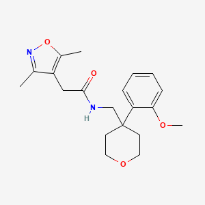 molecular formula C20H26N2O4 B2898046 2-(3,5-二甲基异恶唑-4-基)-N-((4-(2-甲氧基苯基)四氢-2H-吡喃-4-基)甲基)乙酰胺 CAS No. 1797871-48-7