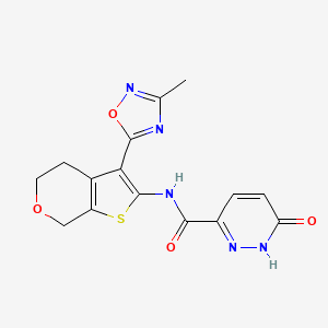 molecular formula C15H13N5O4S B2898060 N-(3-(3-methyl-1,2,4-oxadiazol-5-yl)-5,7-dihydro-4H-thieno[2,3-c]pyran-2-yl)-6-oxo-1,6-dihydropyridazine-3-carboxamide CAS No. 1798639-80-1