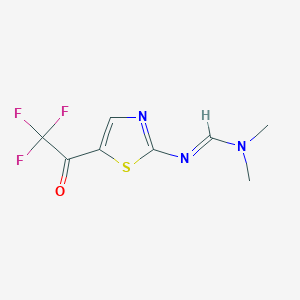 molecular formula C8H8F3N3OS B2898066 N,N-dimethyl-N'-[5-(2,2,2-trifluoroacetyl)-1,3-thiazol-2-yl]methanimidamide CAS No. 865659-50-3
