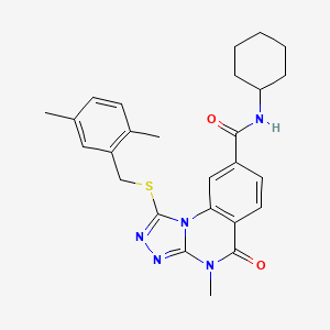 N-cyclohexyl-1-[(2,5-dimethylbenzyl)thio]-4-methyl-5-oxo-4,5-dihydro[1,2,4]triazolo[4,3-a]quinazoline-8-carboxamide