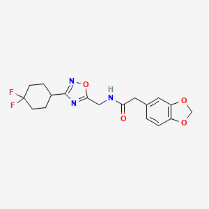 2-(benzo[d][1,3]dioxol-5-yl)-N-((3-(4,4-difluorocyclohexyl)-1,2,4-oxadiazol-5-yl)methyl)acetamide