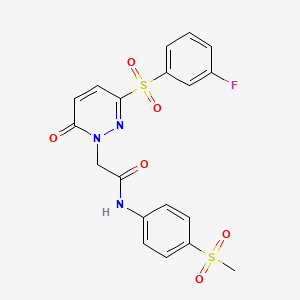 molecular formula C19H16FN3O6S2 B2898081 2-(3-((3-fluorophenyl)sulfonyl)-6-oxopyridazin-1(6H)-yl)-N-(4-(methylsulfonyl)phenyl)acetamide CAS No. 1251621-17-6