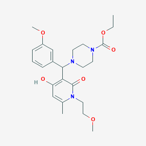 Ethyl 4-((4-hydroxy-1-(2-methoxyethyl)-6-methyl-2-oxo-1,2-dihydropyridin-3-yl)(3-methoxyphenyl)methyl)piperazine-1-carboxylate