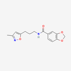 molecular formula C15H16N2O4 B2898099 N-(3-(3-甲基异恶唑-5-基)丙基)苯并[d][1,3]二氧杂环-5-甲酰胺 CAS No. 2034244-32-9