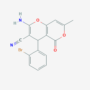 2-Amino-4-(2-bromophenyl)-7-methyl-5-oxo-4,5-dihydropyrano[4,3-b]pyran-3-carbonitrile