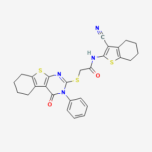 N-(3-cyano-4,5,6,7-tetrahydro-1-benzothiophen-2-yl)-2-[(4-oxo-3-phenyl-5,6,7,8-tetrahydro-[1]benzothiolo[2,3-d]pyrimidin-2-yl)sulfanyl]acetamide