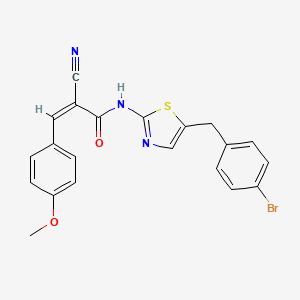 molecular formula C21H16BrN3O2S B2898105 (Z)-N-(5-(4-溴苄基)噻唑-2-基)-2-氰基-3-(4-甲氧基苯基)丙烯酰胺 CAS No. 469870-85-7