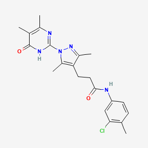 molecular formula C21H24ClN5O2 B2898114 N-(3-chloro-4-methylphenyl)-3-(1-(4,5-dimethyl-6-oxo-1,6-dihydropyrimidin-2-yl)-3,5-dimethyl-1H-pyrazol-4-yl)propanamide CAS No. 1172071-86-1
