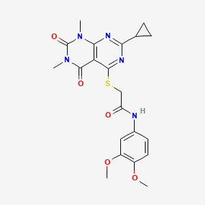 2-((2-cyclopropyl-6,8-dimethyl-5,7-dioxo-5,6,7,8-tetrahydropyrimido[4,5-d]pyrimidin-4-yl)thio)-N-(3,4-dimethoxyphenyl)acetamide