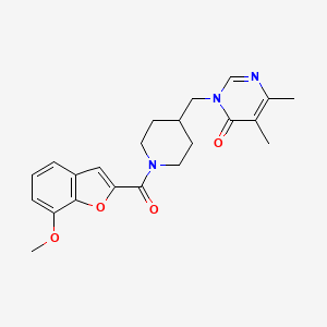 molecular formula C22H25N3O4 B2898128 3-{[1-(7-Methoxy-1-benzofuran-2-carbonyl)piperidin-4-yl]methyl}-5,6-dimethyl-3,4-dihydropyrimidin-4-one CAS No. 2201428-22-8