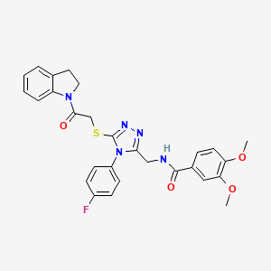 N-((4-(4-fluorophenyl)-5-((2-(indolin-1-yl)-2-oxoethyl)thio)-4H-1,2,4-triazol-3-yl)methyl)-3,4-dimethoxybenzamide