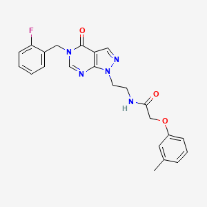 molecular formula C23H22FN5O3 B2898154 N-(2-(5-(2-fluorobenzyl)-4-oxo-4,5-dihydro-1H-pyrazolo[3,4-d]pyrimidin-1-yl)ethyl)-2-(m-tolyloxy)acetamide CAS No. 921890-28-0