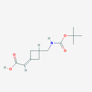 molecular formula C12H19NO4 B2898157 2-[3-({[(Tert-butoxy)carbonyl]amino}methyl)cyclobutylidene]acetic acid CAS No. 2172461-16-2