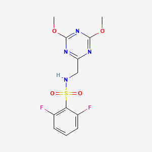 molecular formula C12H12F2N4O4S B2898167 N-((4,6-dimethoxy-1,3,5-triazin-2-yl)methyl)-2,6-difluorobenzenesulfonamide CAS No. 2034358-31-9