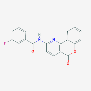molecular formula C20H13FN2O3 B2898186 3-fluoro-N-(4-methyl-5-oxochromeno[4,3-b]pyridin-2-yl)benzamide CAS No. 851411-19-3