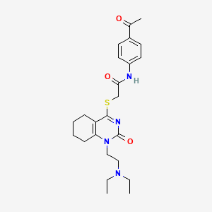 molecular formula C24H32N4O3S B2898187 N-(4-acetylphenyl)-2-((1-(2-(diethylamino)ethyl)-2-oxo-1,2,5,6,7,8-hexahydroquinazolin-4-yl)thio)acetamide CAS No. 899949-73-6