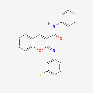 molecular formula C23H18N2O2S B2898198 (2Z)-2-{[3-(methylsulfanyl)phenyl]imino}-N-phenyl-2H-chromene-3-carboxamide CAS No. 1327182-75-1