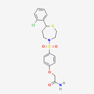 molecular formula C19H21ClN2O4S2 B2898206 2-(4-((7-(2-Chlorophenyl)-1,4-thiazepan-4-yl)sulfonyl)phenoxy)acetamide CAS No. 1798515-79-3