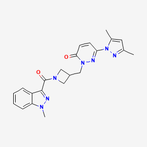 molecular formula C22H23N7O2 B2898209 6-(3,5-dimethyl-1H-pyrazol-1-yl)-2-{[1-(1-methyl-1H-indazole-3-carbonyl)azetidin-3-yl]methyl}-2,3-dihydropyridazin-3-one CAS No. 2178773-65-2