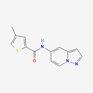 molecular formula C13H11N3OS B2898214 4-methyl-N-(pyrazolo[1,5-a]pyridin-5-yl)thiophene-2-carboxamide CAS No. 2034547-90-3