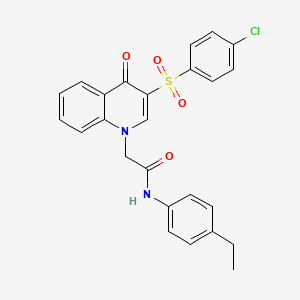 molecular formula C25H21ClN2O4S B2898215 2-(3-((4-chlorophenyl)sulfonyl)-4-oxoquinolin-1(4H)-yl)-N-(4-ethylphenyl)acetamide CAS No. 902278-64-2