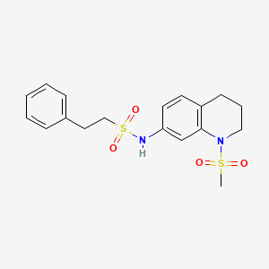 molecular formula C18H22N2O4S2 B2898223 N-(1-甲基磺酰基-3,4-二氢-2H-喹啉-7-基)-2-苯乙磺酰胺 CAS No. 932451-77-9