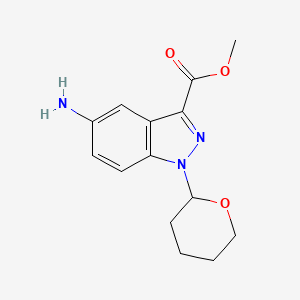 molecular formula C14H17N3O3 B2898238 Methyl 5-amino-1-(oxan-2-yl)indazole-3-carboxylate CAS No. 2378502-16-8