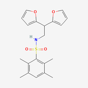 N-(2,2-di(furan-2-yl)ethyl)-2,3,5,6-tetramethylbenzenesulfonamide