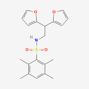 molecular formula C20H23NO4S B2898247 N-(2,2-di(furan-2-yl)ethyl)-2,3,5,6-tetramethylbenzenesulfonamide CAS No. 2320953-67-9