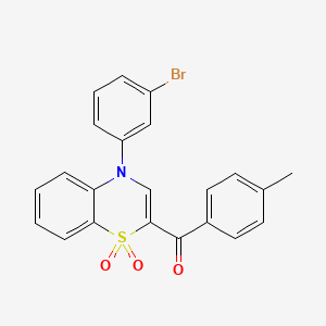 molecular formula C22H16BrNO3S B2898249 [4-(3-bromophenyl)-1,1-dioxido-4H-1,4-benzothiazin-2-yl](4-methylphenyl)methanone CAS No. 1114659-24-3