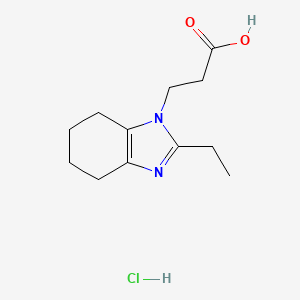 molecular formula C12H19ClN2O2 B2898281 3-(2-Ethyl-4,5,6,7-tetrahydrobenzimidazol-1-yl)propanoic acid;hydrochloride CAS No. 2320224-69-7