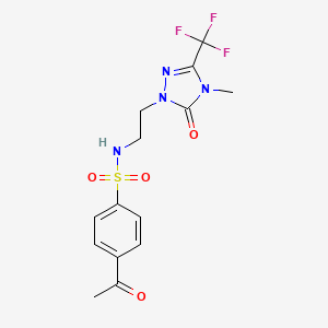 4-acetyl-N-(2-(4-methyl-5-oxo-3-(trifluoromethyl)-4,5-dihydro-1H-1,2,4-triazol-1-yl)ethyl)benzenesulfonamide