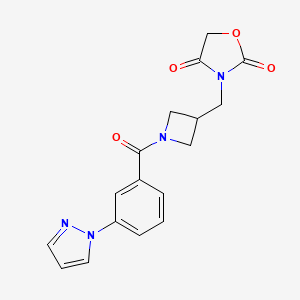 3-((1-(3-(1H-pyrazol-1-yl)benzoyl)azetidin-3-yl)methyl)oxazolidine-2,4-dione