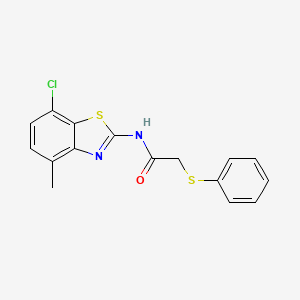 molecular formula C16H13ClN2OS2 B2898306 N-(7-chloro-4-methylbenzo[d]thiazol-2-yl)-2-(phenylthio)acetamide CAS No. 895488-76-3