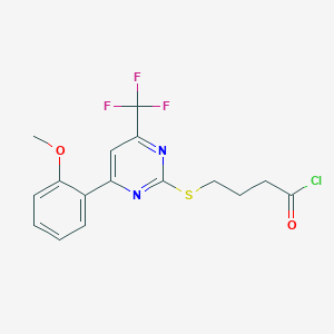 molecular formula C16H14ClF3N2O2S B2898337 4-{[4-(2-Methoxyphenyl)-6-(trifluoromethyl)pyrimidin-2-yl]sulfanyl}butanoyl chloride CAS No. 870149-19-2