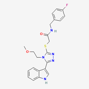 2-((5-(1H-indol-3-yl)-4-(2-methoxyethyl)-4H-1,2,4-triazol-3-yl)thio)-N-(4-fluorobenzyl)acetamide