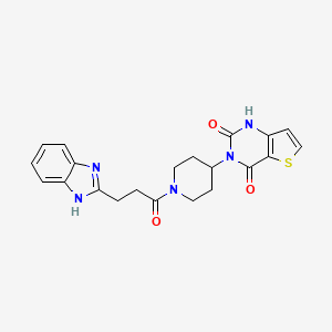 molecular formula C21H21N5O3S B2898341 3-(1-(3-(1H-benzo[d]imidazol-2-yl)propanoyl)piperidin-4-yl)thieno[3,2-d]pyrimidine-2,4(1H,3H)-dione CAS No. 2034392-51-1