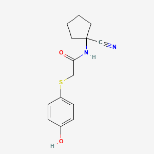 molecular formula C14H16N2O2S B2898345 N-(1-cyanocyclopentyl)-2-[(4-hydroxyphenyl)sulfanyl]acetamide CAS No. 1184763-82-3