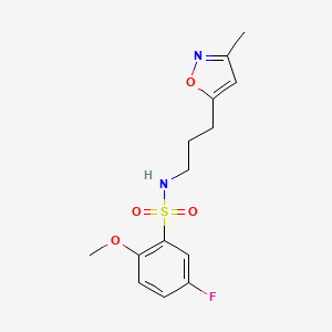 molecular formula C14H17FN2O4S B2898350 5-fluoro-2-methoxy-N-(3-(3-methylisoxazol-5-yl)propyl)benzenesulfonamide CAS No. 2034385-15-2