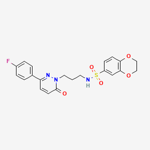 molecular formula C21H20FN3O5S B2898359 N-(3-(3-(4-fluorophenyl)-6-oxopyridazin-1(6H)-yl)propyl)-2,3-dihydrobenzo[b][1,4]dioxine-6-sulfonamide CAS No. 1021091-32-6
