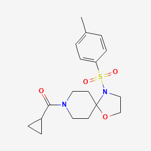 molecular formula C18H24N2O4S B2898361 Cyclopropyl(4-tosyl-1-oxa-4,8-diazaspiro[4.5]decan-8-yl)methanone CAS No. 896378-23-7