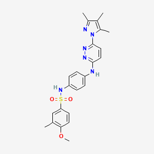 molecular formula C24H26N6O3S B2898362 4-methoxy-3-methyl-N-(4-((6-(3,4,5-trimethyl-1H-pyrazol-1-yl)pyridazin-3-yl)amino)phenyl)benzenesulfonamide CAS No. 1014048-55-5