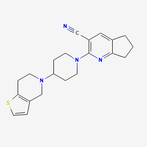 molecular formula C21H24N4S B2898371 2-[4-(6,7-Dihydro-4H-thieno[3,2-c]pyridin-5-yl)piperidin-1-yl]-6,7-dihydro-5H-cyclopenta[b]pyridine-3-carbonitrile CAS No. 2379978-56-8